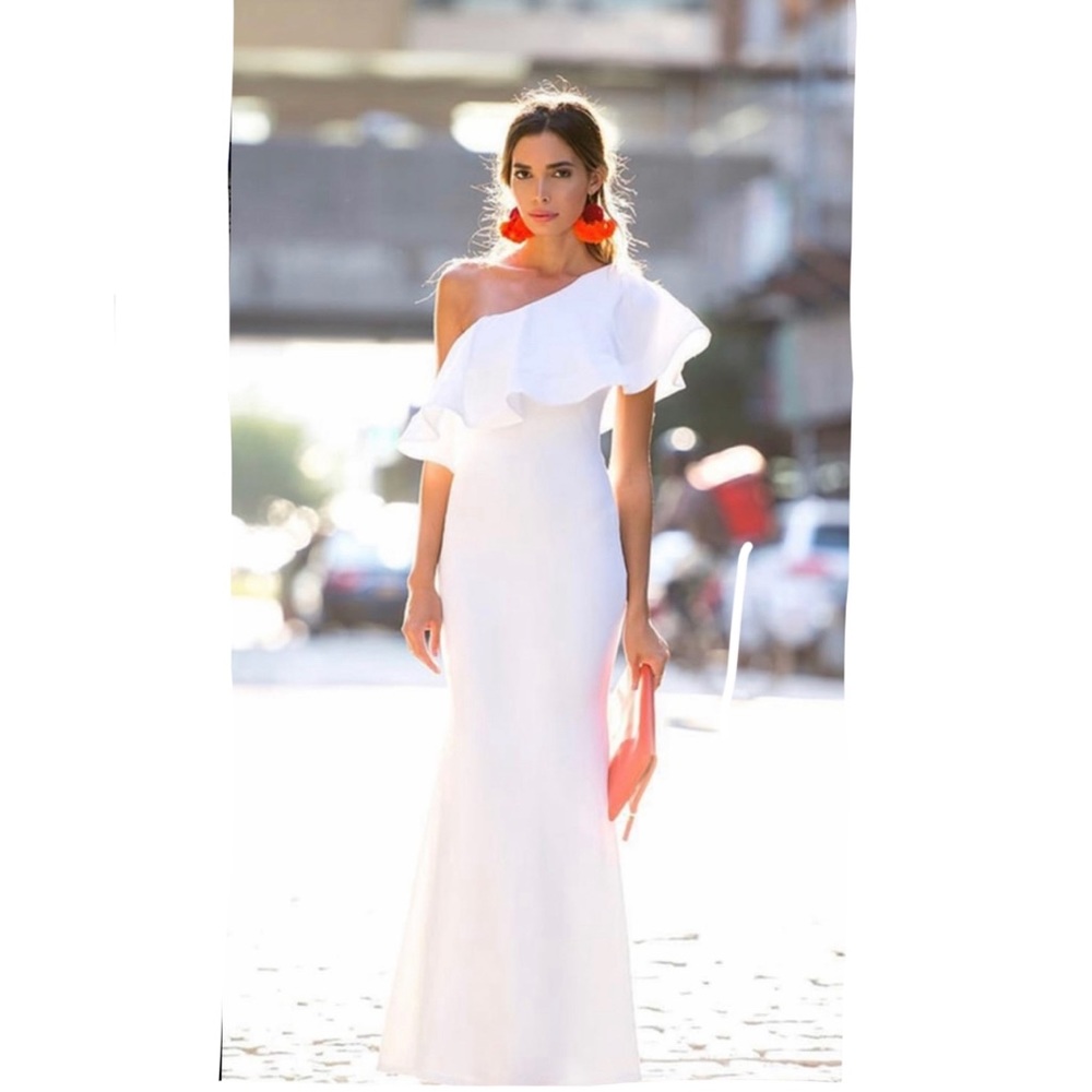 White One Shoulder Long Dress